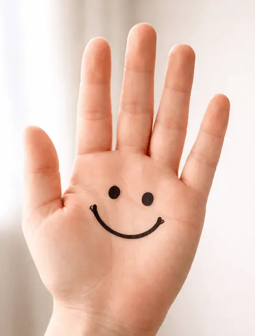 Hand simply smily face drawing